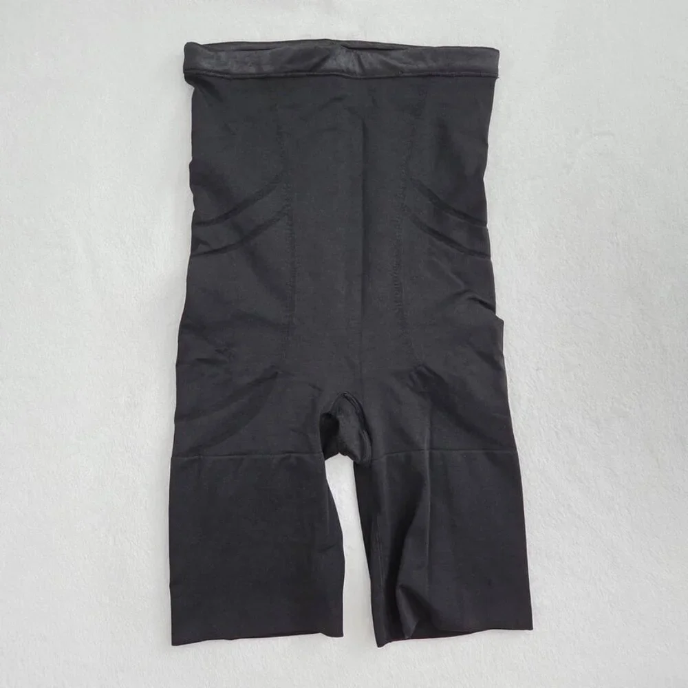 Spanx Shapewear XL Mid Thigh Shaper Slimmer & Shine High Waist Compression Black